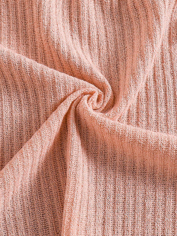 2pcs/Set Young Girl Ribbed Texture Splicing Ruffle Hem Bow Decor Solid Color Dress