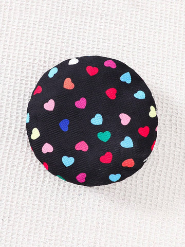 2pcs/Set Young Girls Long Sleeve Dress With Heart Print & Hat, Style Valentine's Day, Soft Comfortable Fabric, Skin-Friendly Material, Fits Ages 4-7