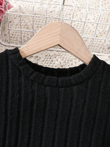 2pcs/Set Young Girls Long Sleeve Dress With Heart Print & Hat, Style Valentine's Day, Soft Comfortable Fabric, Skin-Friendly Material, Fits Ages 4-7