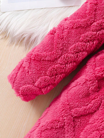 2pcs/Set Young Girl's & Young Girl's Textured Fleece Hooded Dress With Satchel Bag, Casual Everyday Wear