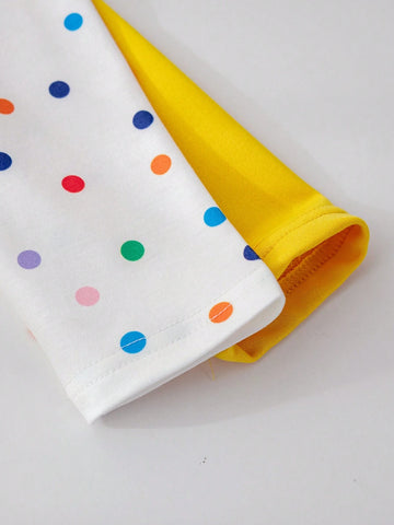 2pcs Girls Casual Fashion Sports Rainbow Polka Dot Sweatshirt Dress, Loose Fit Long Sleeve Round Neck A-Line Waist Dress For Sisters In Autumn Winter