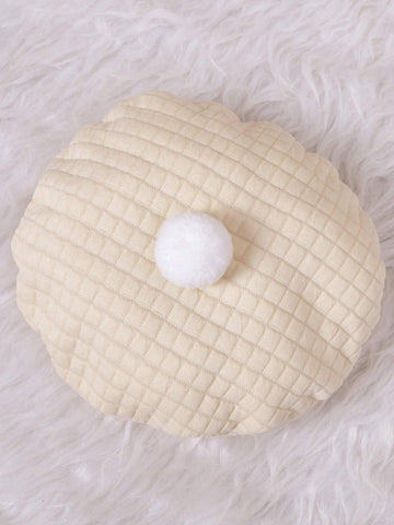 2pcs Girls Plaid Textured Crew Neck Long Sleeve Dress With Floral Decor + Hat, Casual & Cute Set