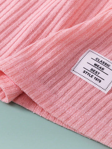 2pcs Girls Solid Floral Detailed Long Sleeve Ruffle Dress Set, Spring & Autumn