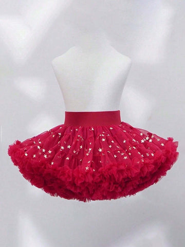 2pcs Girls Tutu Skirt, Full Mesh Wide Waist Ballet Princess Puff Skirt