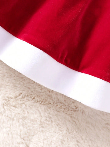 2pcs Halloween Costume Young Girls Christmas Fashion Simple Santa Dress