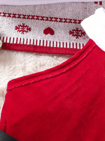 2pcs Halloween Costume Young Girls Christmas Fashion Simple Santa Dress