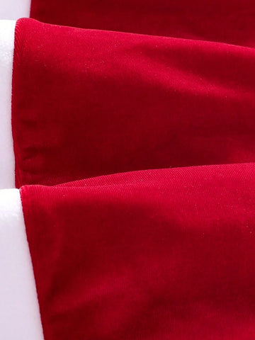 2pcs Halloween Costume Young Girls Christmas Fashion Simple Santa Dress