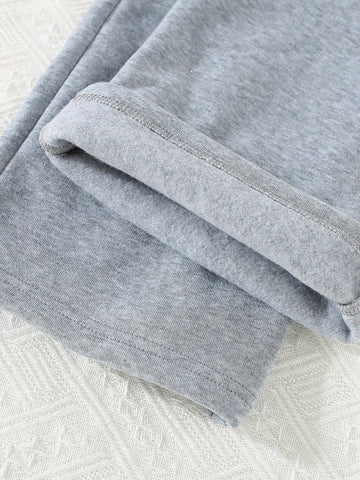 2pcs Women Fashion Casual Street Style Bow Print Zipper Hoodie Sweatshirt And Straight Leg Sweatpants Suit