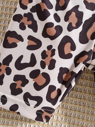 2pcs Women's Fashionable Western Style Cowboy Alphabet Print Short Sleeve T-Shirt + Cycling Shorts Set