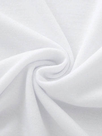 2pcs Women's Fashionable Western Style Cowboy Alphabet Print Short Sleeve T-Shirt + Cycling Shorts Set