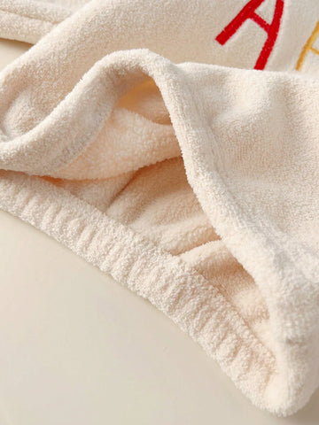 2pcs Young Girl Embroidered Letter Warm Winter Sleepwear Set, Fleece Lined Pajamas For Boys And Girls, Fall/Winter