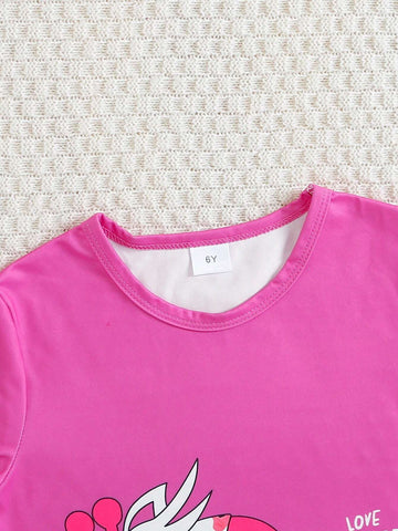 2pcs Young Girl Girls Casual Giraffe Print Bell Sleeve Top And Long Pants Outfit, Cute Autumn/Winter Set