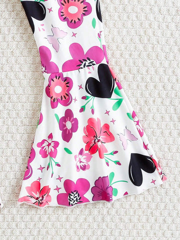 2pcs Young Girl Girls Casual Giraffe Print Bell Sleeve Top And Long Pants Outfit, Cute Autumn/Winter Set