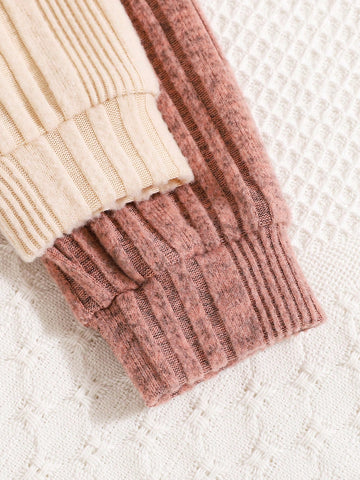 2pcs Young Girl Set: New Autumn Winter Knitted Casual Stylish Dress, Embroidered Smile Daisy Design, High-Quality Textured Material, Suitable For Autumn/Winter