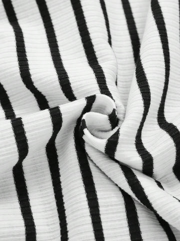 2pcs Young Girls Casual Ribbed & Solid Color Round Neck Cinched Waist Long Sleeve Dress Set