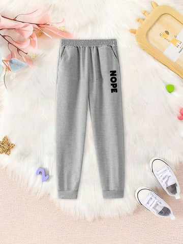 2pcs Young Girls Cute Printed Crewneck Sweatshirt + Casual Pants Fall/Winter Set