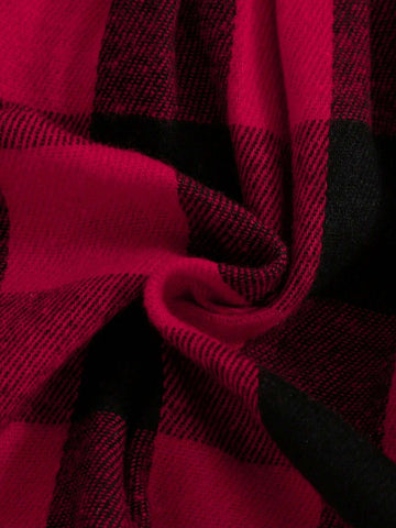 2pcs Young Girls Solid Stripe & Plaid Pattern Dress With Headband Set, Versatile School Style For Autumn/Winter