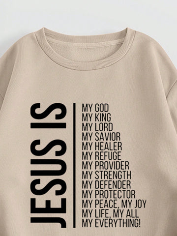 2pcs/set Casual Fashionable Sweater And Sweatpants With Text Pattern