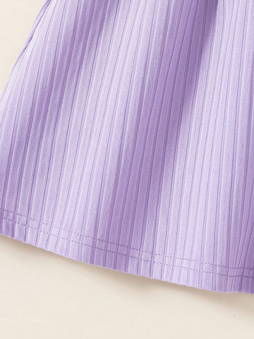 3-Piece Sets Young Girls Fashionable Floral Print & Solid Color Buttoned Casual Cami Dress