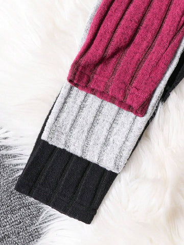 3-Piece Solid Knit Bodycon Casual Dress Set For Young Girls