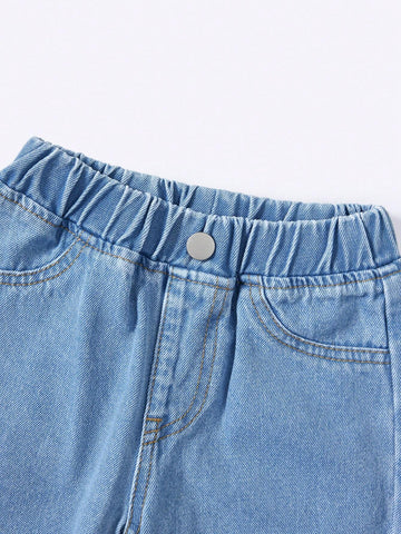 3-Piece Young Girl' Non-Stretch Denim Long Pants Set