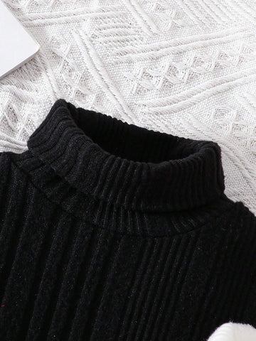 3-Piece Young Girls Knit Solid Collarless Fitted Casual Dress Set