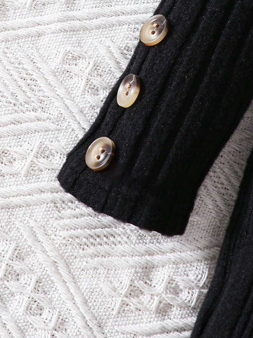 3-Piece Young Girls Knit Solid Collarless Fitted Casual Dress Set