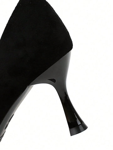 Simple And Elegant European And American Style Stiletto Heels With Super High Heels, Suede Shallow Top Pointed Women's Shoes