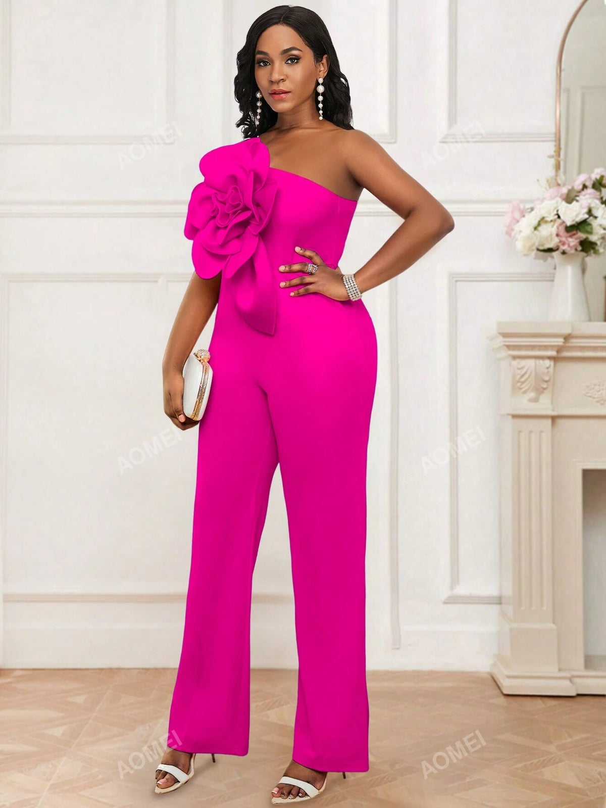 Women 3D Flower Sleeveless Jumpsuit