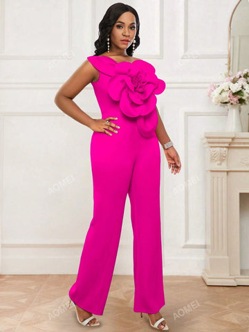 Women 3D Flower Sleeveless Jumpsuit