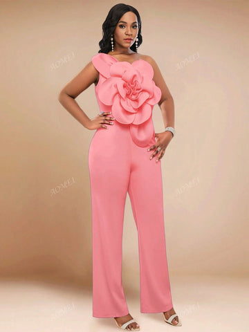 3D Floral Print Sleeveless Jumpsuit For Party