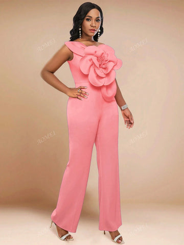 3D Floral Print Sleeveless Jumpsuit For Party