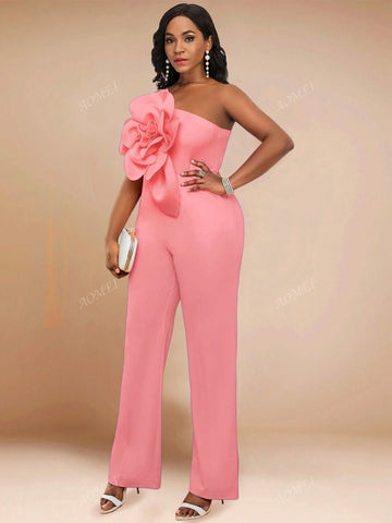 3D Floral Print Sleeveless Jumpsuit For Party