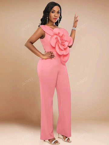 3D Floral Print Sleeveless Jumpsuit For Party