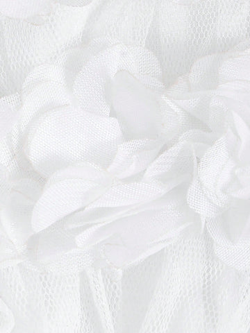 3D Rosette Halterneck Tied Backless Mesh Wedding Dress