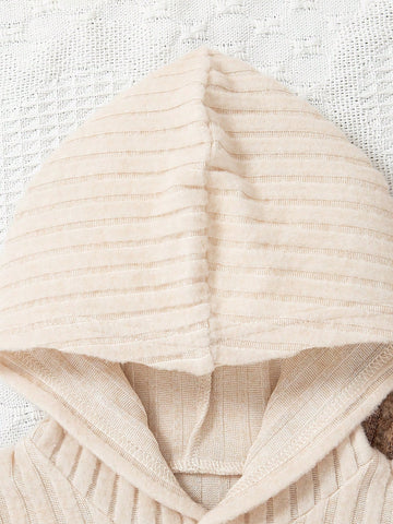 3Pcs/Set Girls Solid Color Casual Knitted Hooded Long Sleeve Dress Set