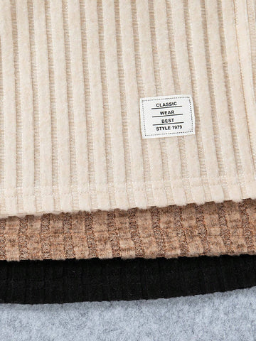 3Pcs/Set Girls Solid Color Casual Knitted Hooded Long Sleeve Dress Set