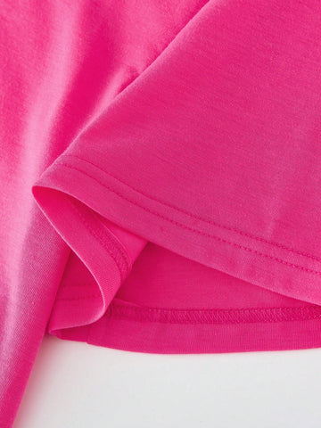 3pcs/Set Fashionable And Cute Cartoon Printed Short Sleeve T-Shirt And Leggings For Little Girls