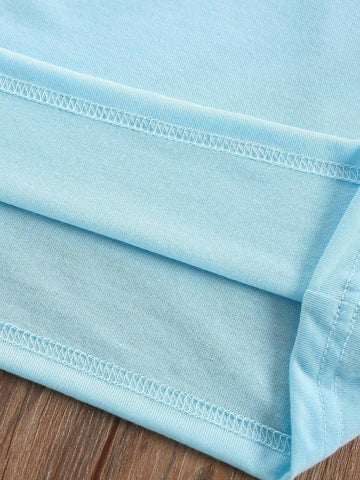 3pcs/Set Fashionable And Cute Cartoon Printed Short Sleeve T-Shirt And Leggings Set For Little Girls