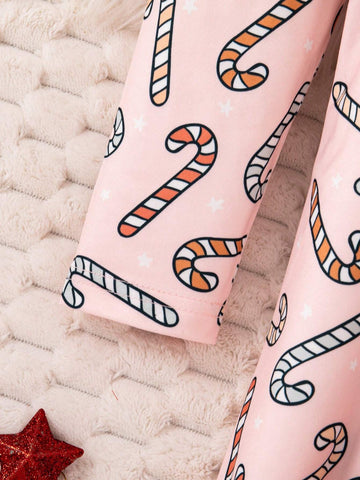 3pcs/Set Girls Christmas Tree, Cartoon Pattern And Floral Print Casual Dress Set For Christmas