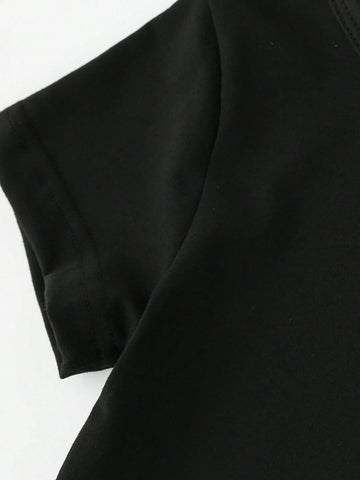 3pcs/Set Girls' Fashionable Leisure Leopard Heart Ballet Girl Group Print Short Sleeve T-Shirt Dresses