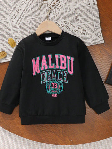 3pcs/Set Girls Letter Print Long Sleeve Sweatshirt, Young Girl Casual T-Shirt Style Top, Spring Autumn