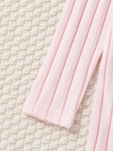 3pcs/Set Girls Solid Color Ribbed Minimalist High-Quality Dress Set