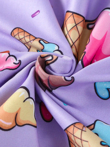 3pcs/Set Girls Unicorn, Dessert & Ice Cream Graphic Print Long Sleeve Dress