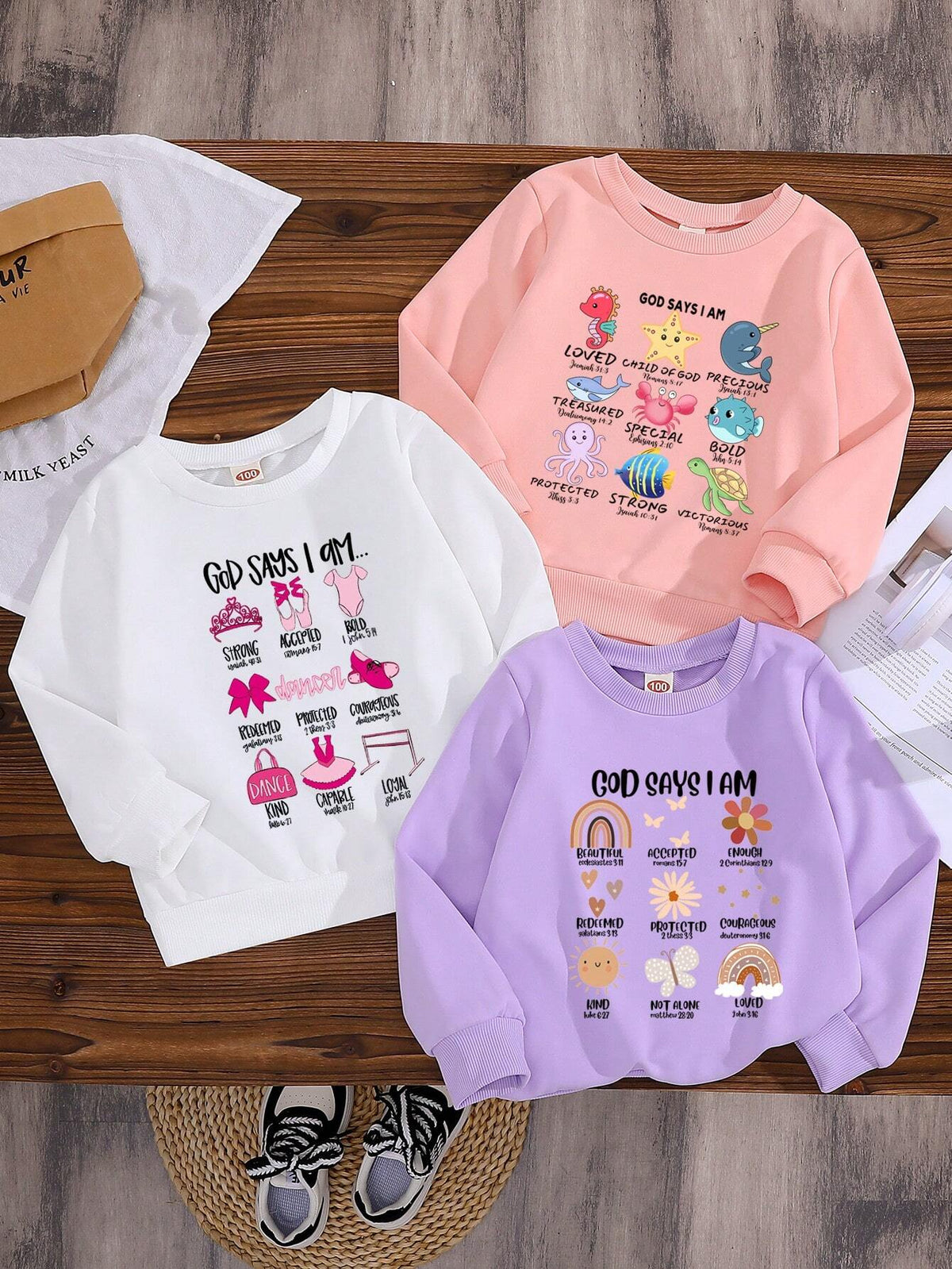 3pcs/Set Spring/Autumn Fashionable Graphic Pullover Sweatshirts