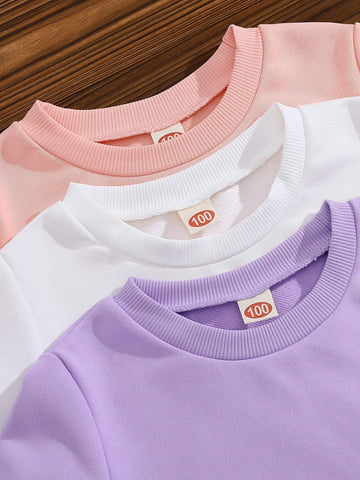 3pcs/Set Spring/Autumn Fashionable Graphic Pullover Sweatshirts