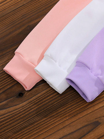 3pcs/Set Spring/Autumn Fashionable Graphic Pullover Sweatshirts