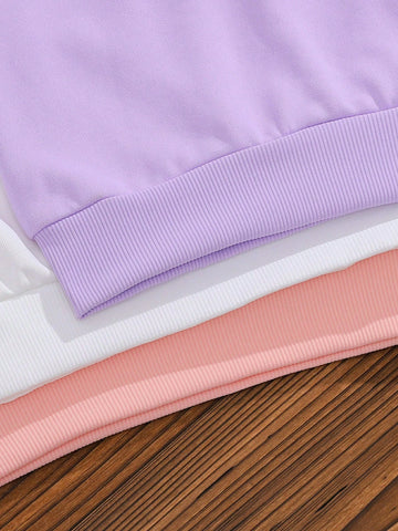 3pcs/Set Spring/Autumn Fashionable Graphic Pullover Sweatshirts