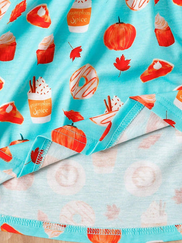 3pcs/Set Toddler Girls' Polka Dot & Pumpkin Ditsy Floral Long Sleeve Casual Dresses, Autumn & Winter