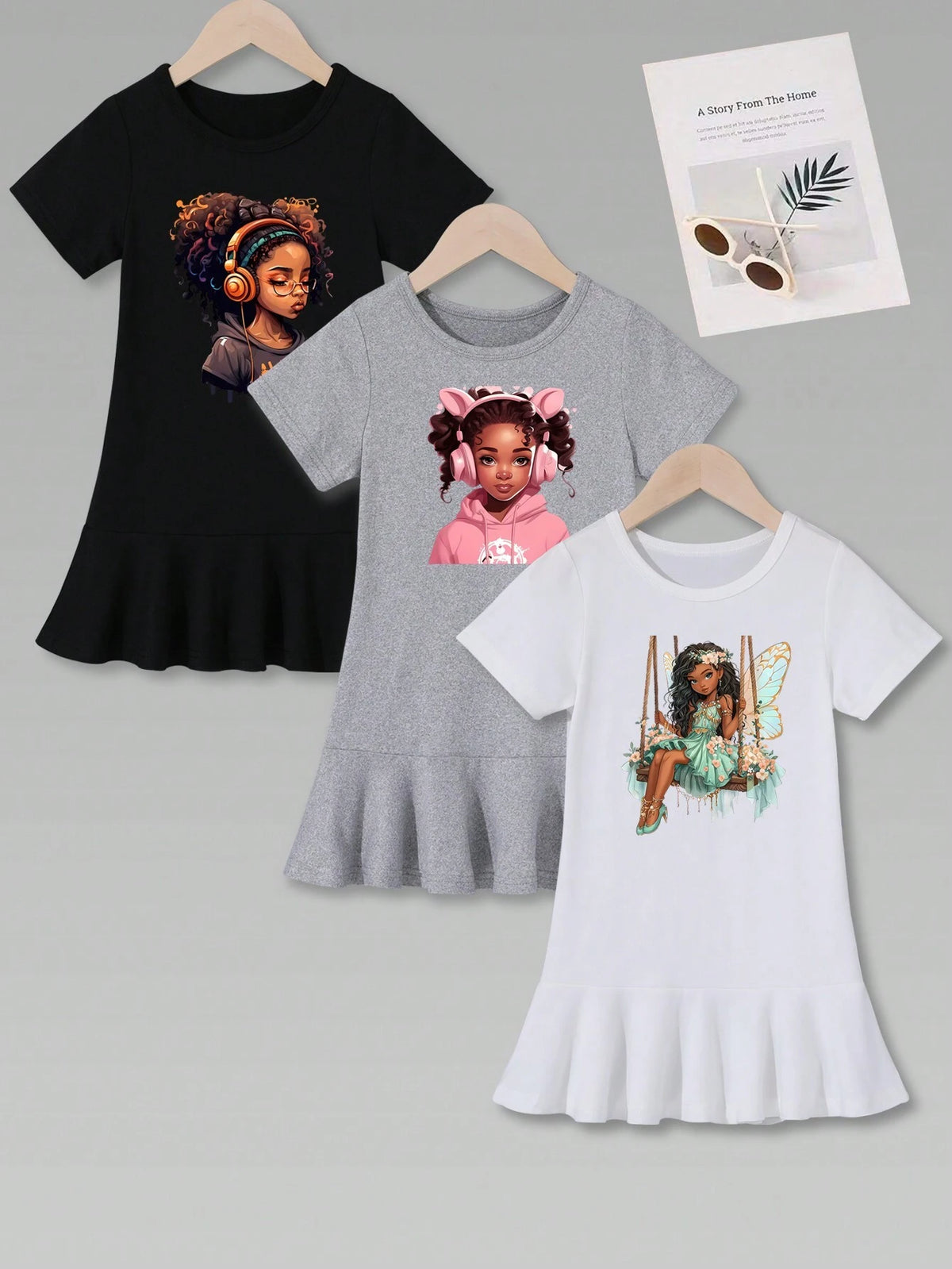 3pcs/Set Women's/Girls' Casual All-Match Ironed Print Mid-Length Pencil Skirt And Short Sleeve Dress Summer Outfits